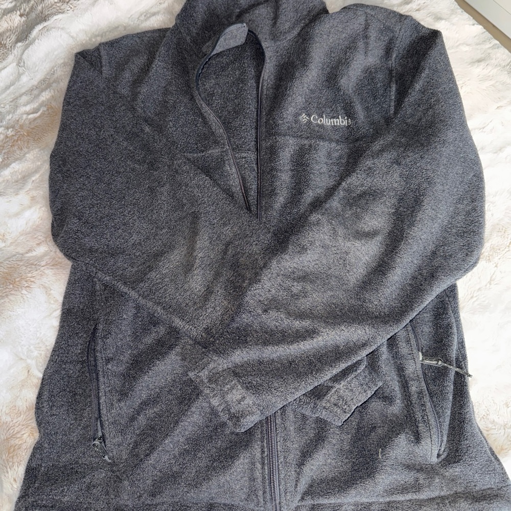 Men Columbia Gray Fleece Jacket